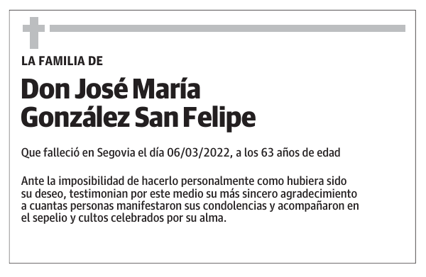 Don José María González San Felipe