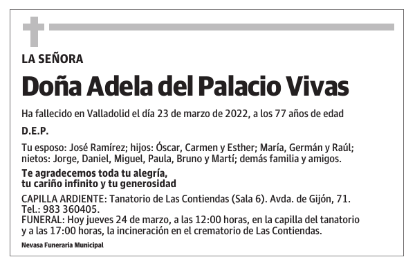 Doña Adela del Palacio Vivas