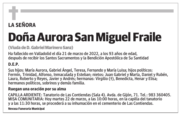 Doña Aurora San Miguel Fraile