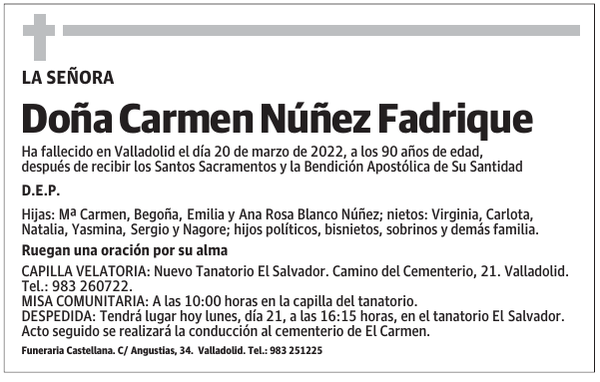 Doña Carmen Núñez Fadrique