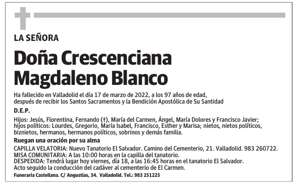 Doña Crescenciana Magdaleno Blanco