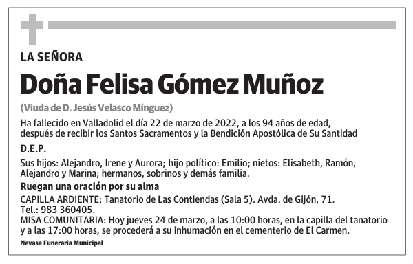 Doña Felisa Gómez Muñoz