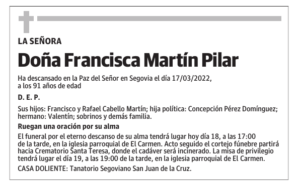 Doña Francisca Martín Pilar