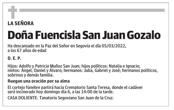 Doña Fuencisla San Juan Gozalo