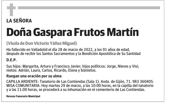 Doña Gaspara Frutos Martín