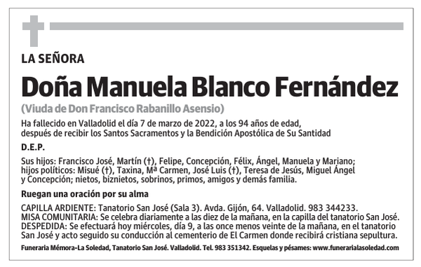 Doña Manuela Blanco Fernández