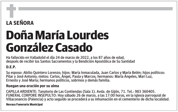 Doña María Lourdes González Casado