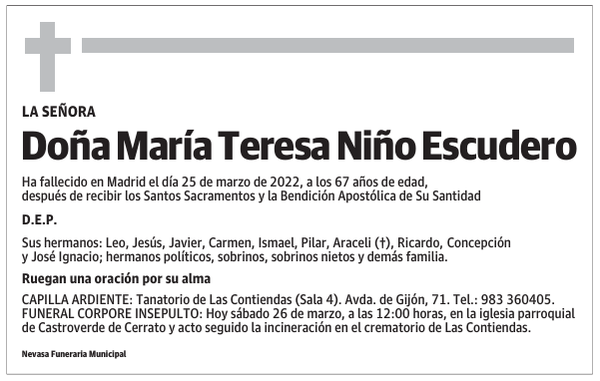 Doña María Teresa Niño Escudero