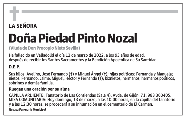 Doña Piedad Pinto Nozal