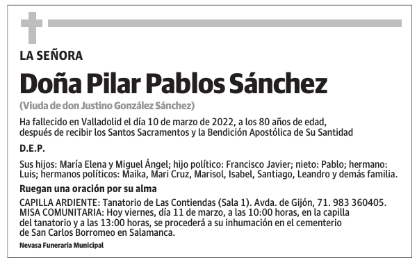 Doña Pilar Pablos Sánchez