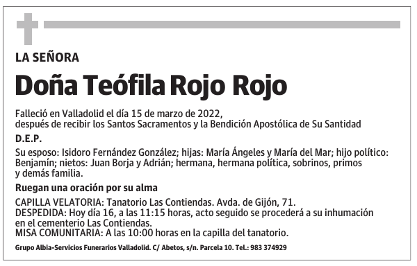 Doña Teófila Rojo Rojo