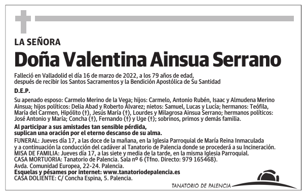 Doña Valentina Ainsua Serrano