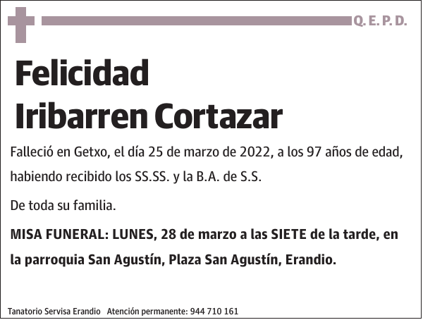 Felicidad Iribarren Cortazar