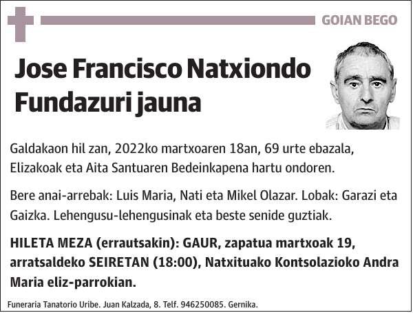 Jose Francisco Natxiondo Fundazuri