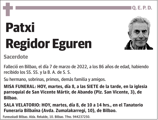 Patxi Regidor Eguren Sacerdote