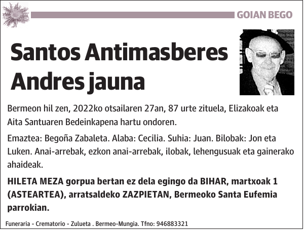 Santos Antimasberes Andres