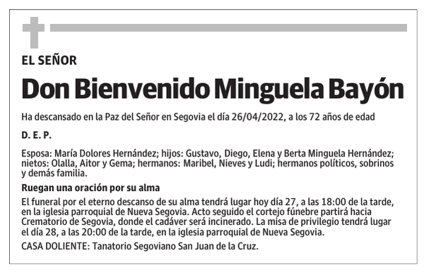 Don Bienvenido Minguela Bayón