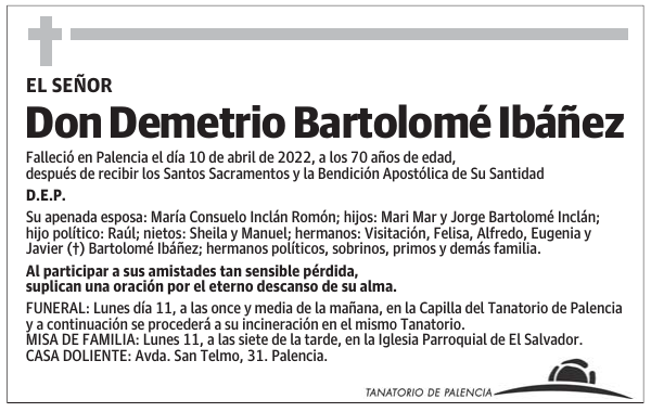 Don Demetrio Bartolomé Ibáñez
