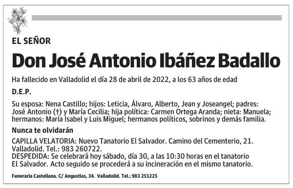 Don José Antonio Ibáñez Badallo