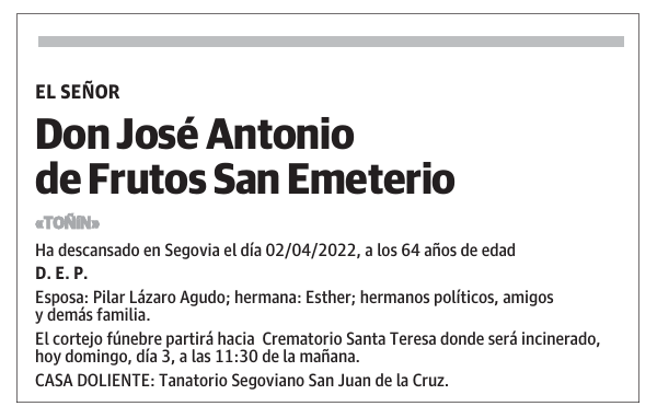 Don José Antonio de Frutos San Emeterio
