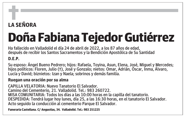 Doña Fabiana Tejedor Gutiérrez