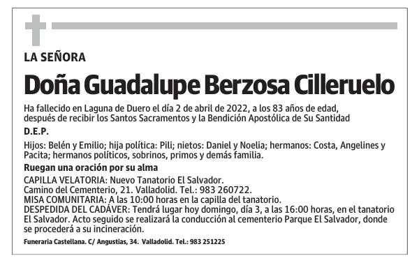 Doña Guadalupe Berzosa Cilleruelo