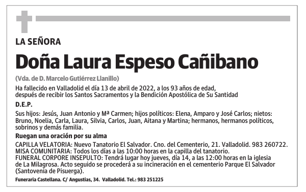 Doña Laura Espeso Cañibano