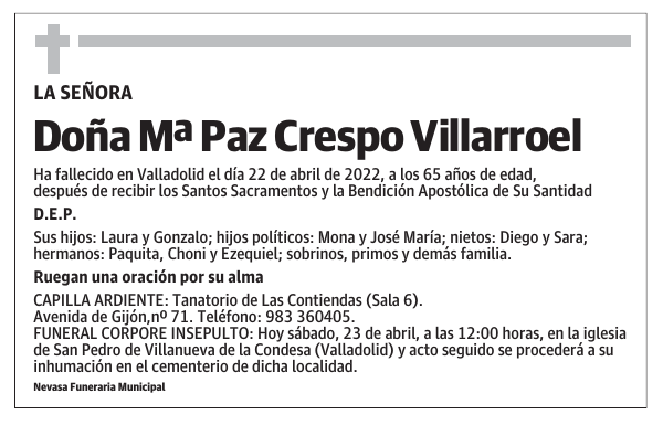 Doña Mª Paz Crespo Villarroel
