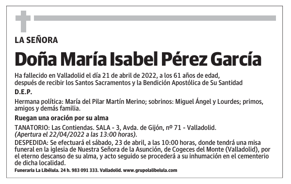 Doña María Isabel Pérez García