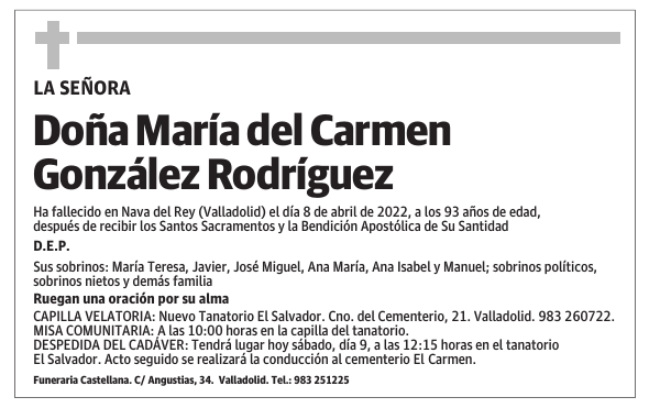 Doña María del Carmen González Rodríguez