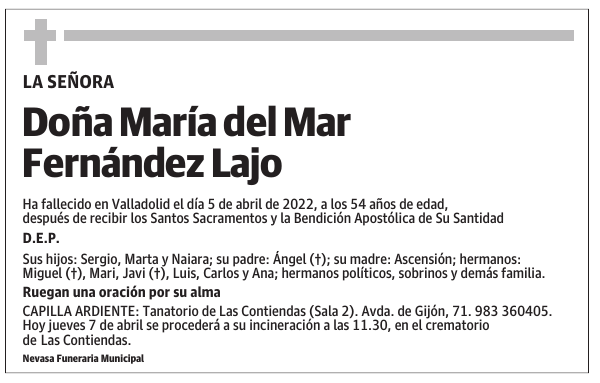 Doña María del Mar Fernández Lajo