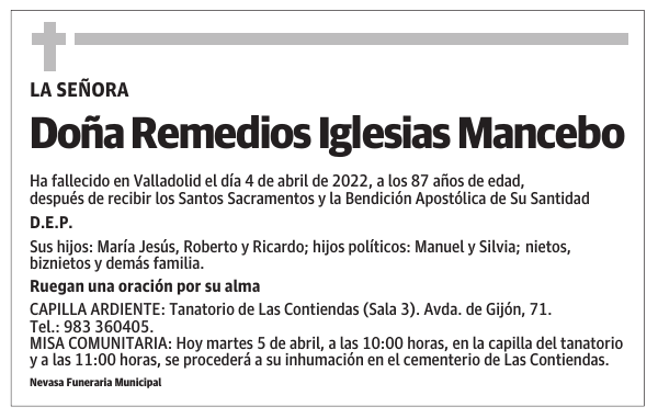 Doña Remedios Iglesias Mancebo