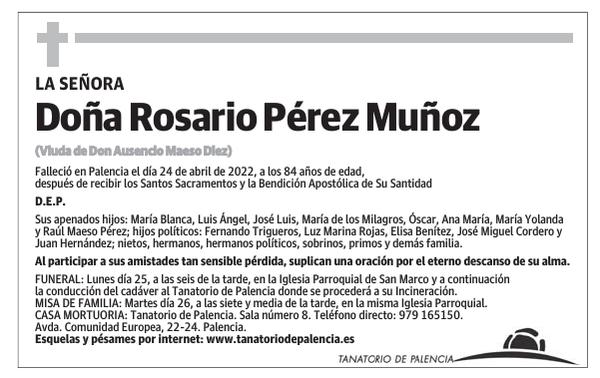 Doña Rosario Pérez Muñoz