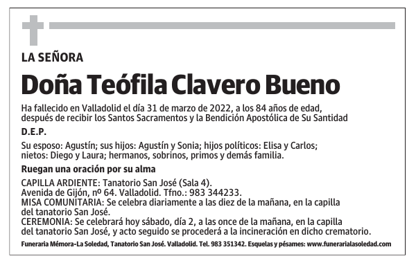Doña Teófila Clavero Bueno