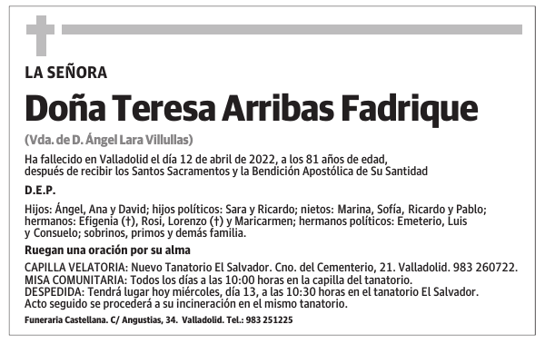 Doña Teresa Arribas Fadrique