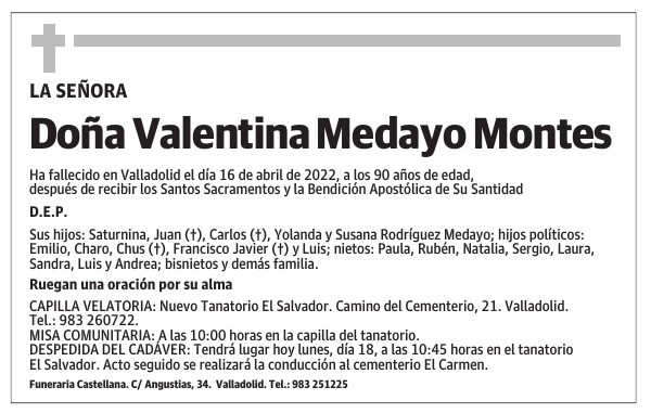 Doña Valentina Medayo Montes