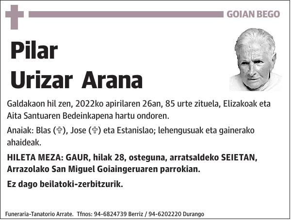 Pilar Urizar Arana Galdakaon