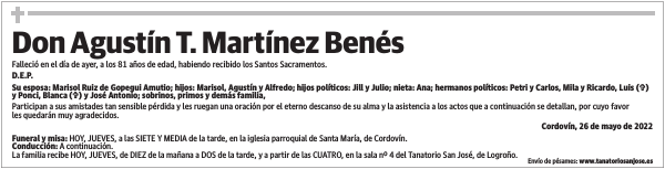 Don  Agustín  T.  Martínez  Benés