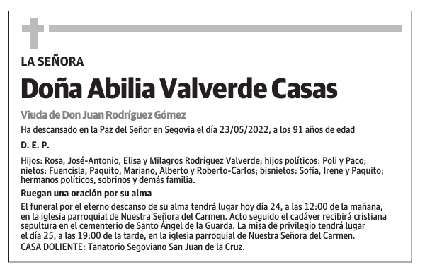 Doña Abilia Valverde Casas