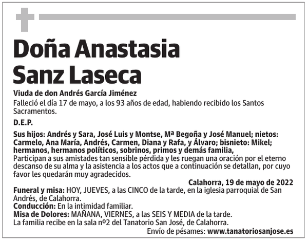 Doña  Anastasia  Sanz  Laseca