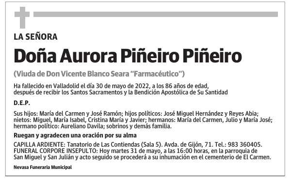 Doña Aurora Piñeiro Piñeiro