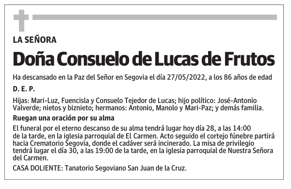 Doña Consuelo de Lucas de Frutos
