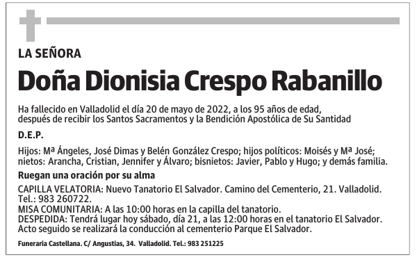 Doña Dionisia Crespo Rabanillo