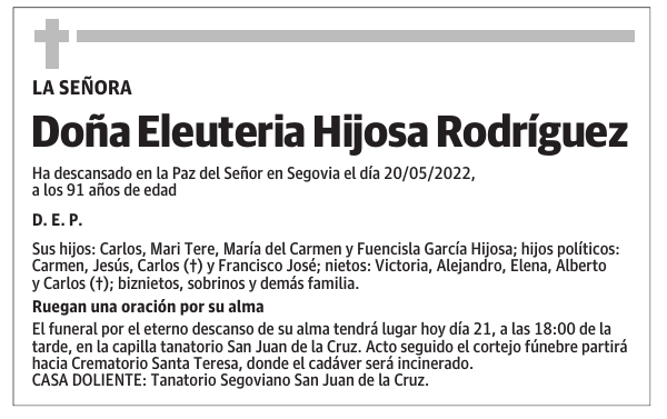 Doña Eleuteria Hijosa Rodríguez