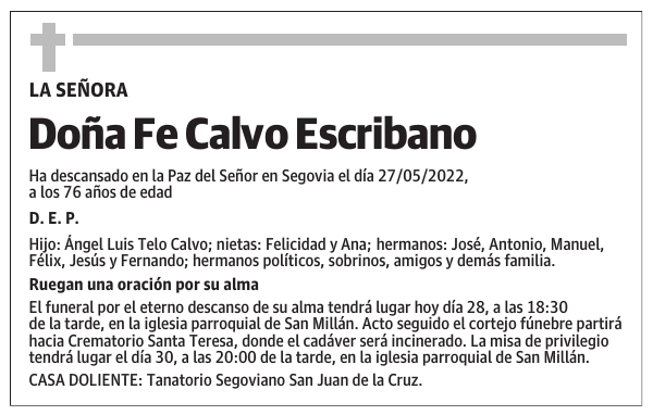 Doña Fe Calvo Escribano