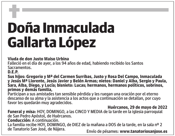 Doña  Inmaculada  Gallarta  López