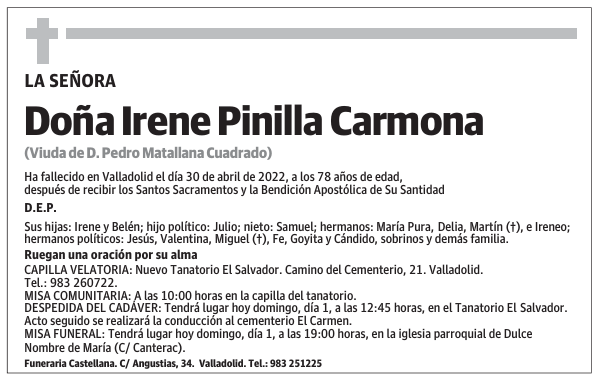 Doña Irene Pinilla Carmona