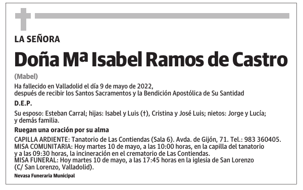 Doña Mª Isabel Ramos de Castro
