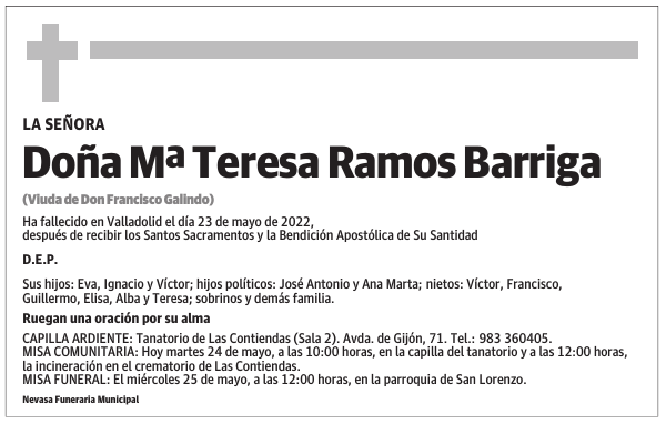 Doña Mª Teresa Ramos Barriga