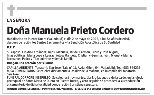 Doña Manuela Prieto Cordero